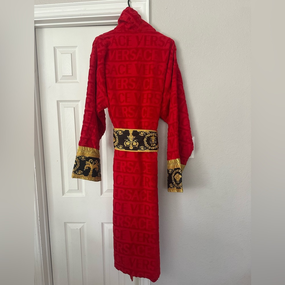 Versace Red and Gold Patterned Robe